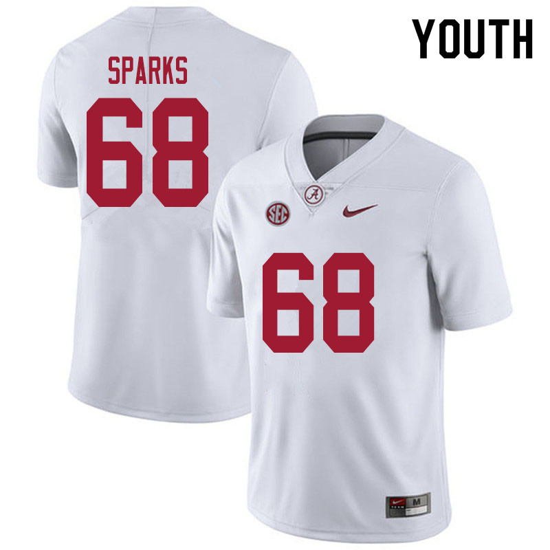 Youth #68 Alajujuan Sparks Alabama White Tide College Football Jerseys Sale-White